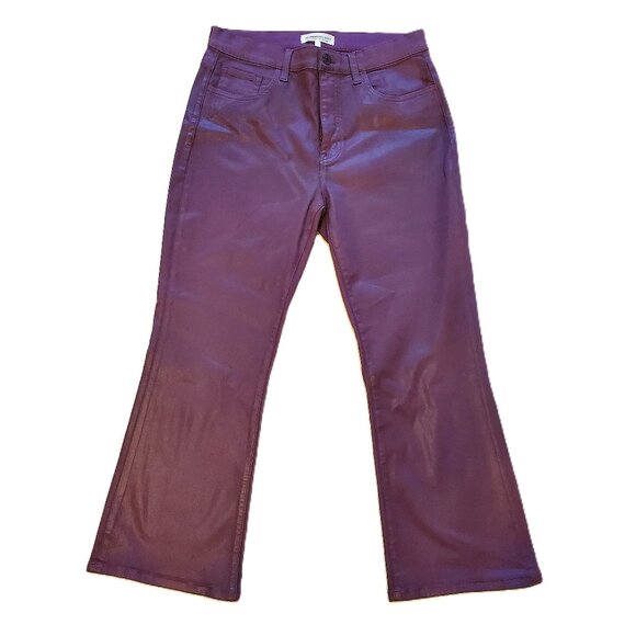 Current/Elliott Purple Coated Wide Leg Bootcut Jeans Women's Size 31 Waxed Denim - Picture 1 of 9